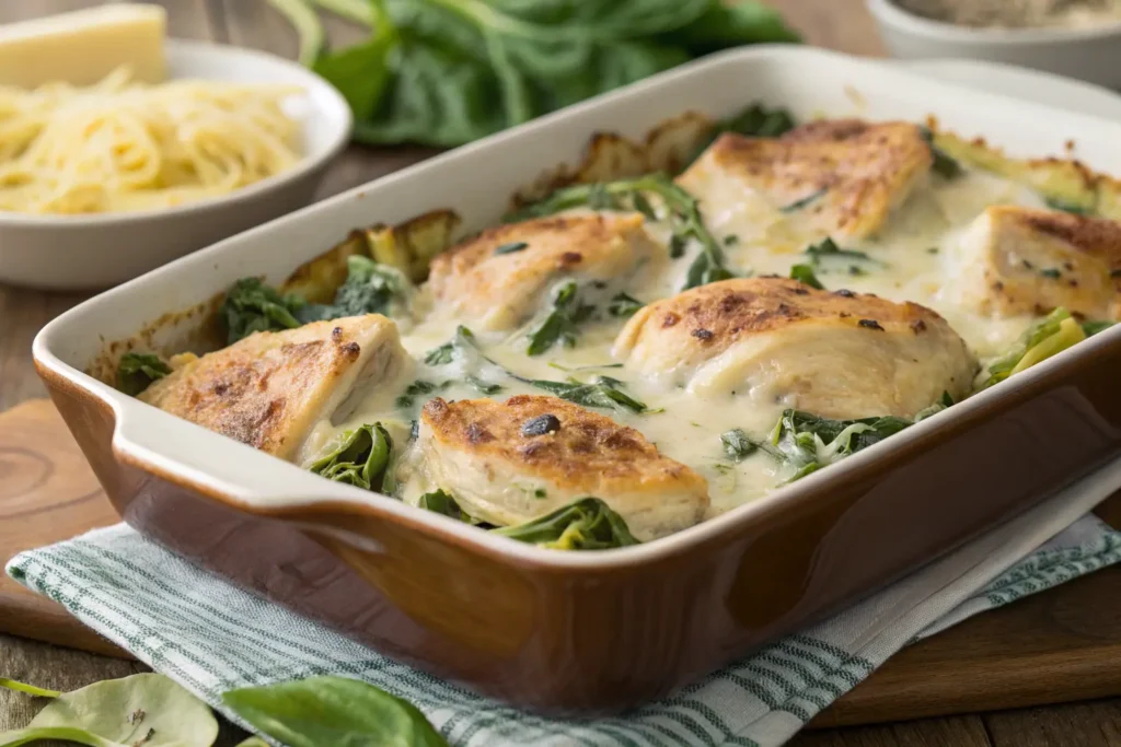 ingidient-for-creamy-spinach-artichoke-chicken-bak-2-1024x683 Deliciously Creamy Spinach Artichoke Chicken Bake: The Ultimate Comfort Food