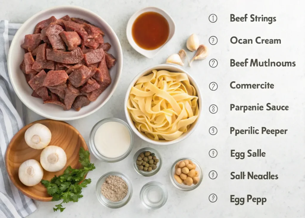 ingredient-for-easy-5-step-crock-pot-beef-strogano-1-1024x732 Easy 5-Step Crock Pot Beef Stroganoff Recipe: Comfort Food Made Simple
