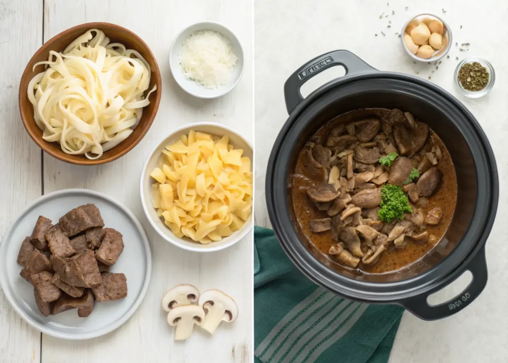 ingredient-for-easy-5-step-crock-pot-beef-strogano-1024x732 Easy 5-Step Crock Pot Beef Stroganoff Recipe: Comfort Food Made Simple